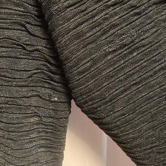 Vintage 1980s Black and White Colorblock Dress Midi Scrunchy Textured Ribbed - Picture 7 of 8